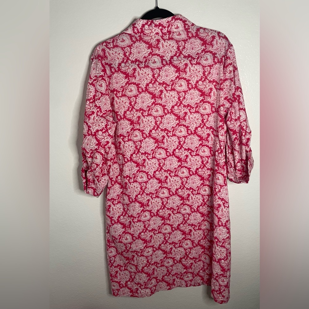 J. McLaughlin Mock Neck A-line Cotton Shirt Dress Sz Large Pockets - Picture 2 of 8